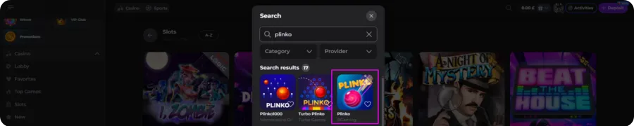 Select Plinko